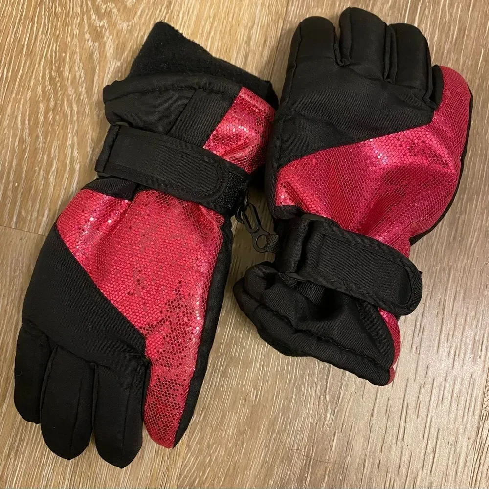 Joe Boxer Thinsulate snow ski gloves 40g pink glitter girls/teen/ small adult